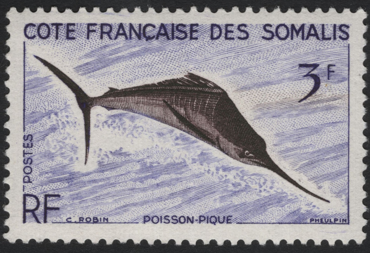 SCG8599 - Côte Française des Somalis – Sailfish Stamp (1958)