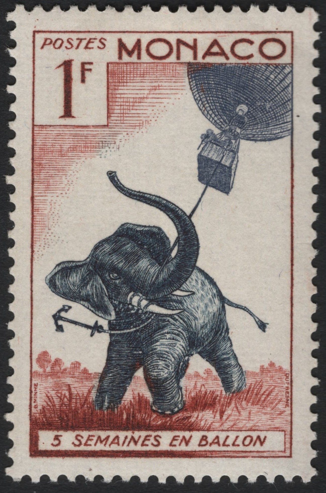 SCG8759 - Monaco 1947 “Cinq Semaines en Ballon” Stamp – Homage to Jules Verne