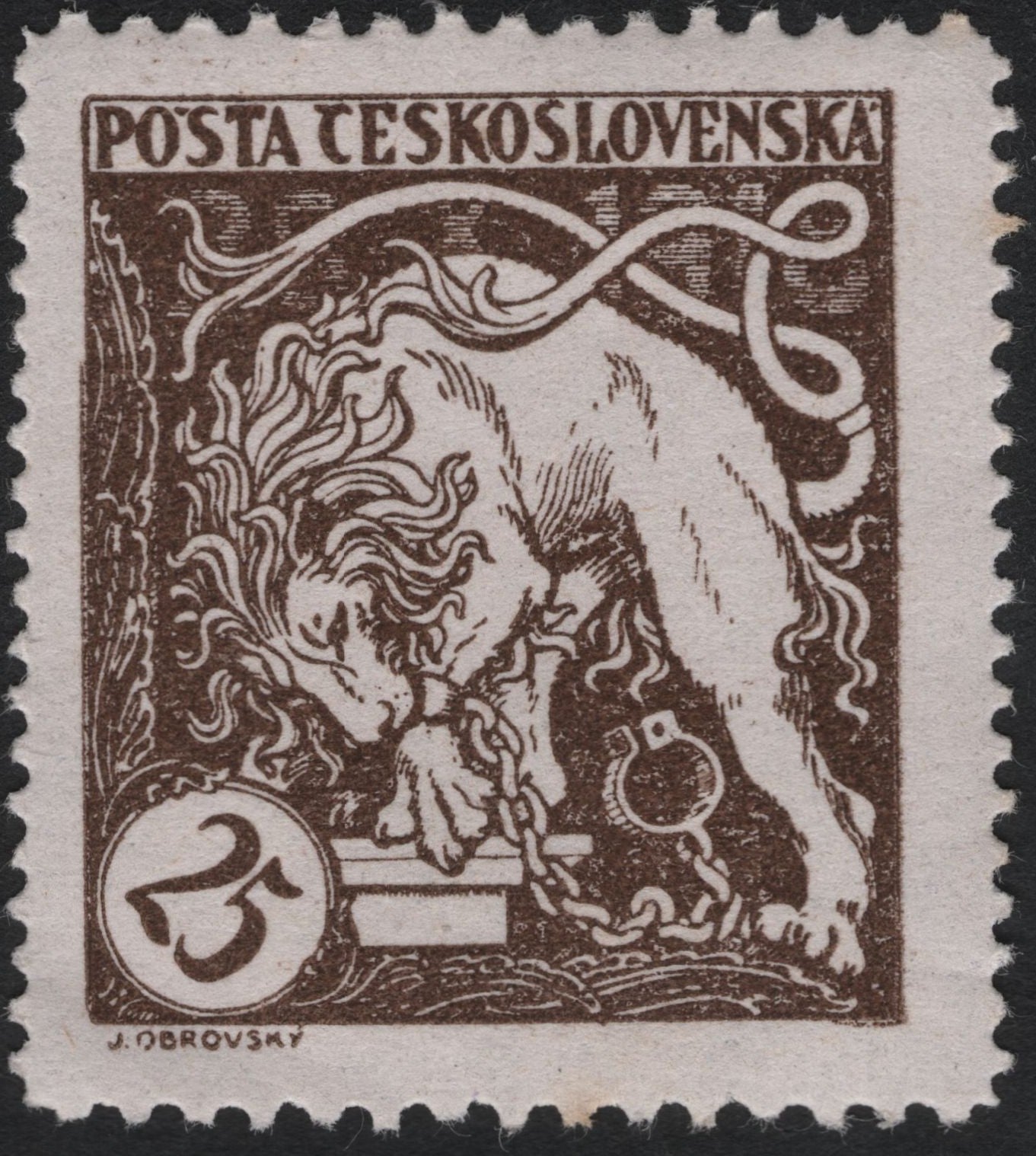 SCG8751 - Czechoslovakia 1920 “Lion Breaking Chains” – Symbol of Freedom