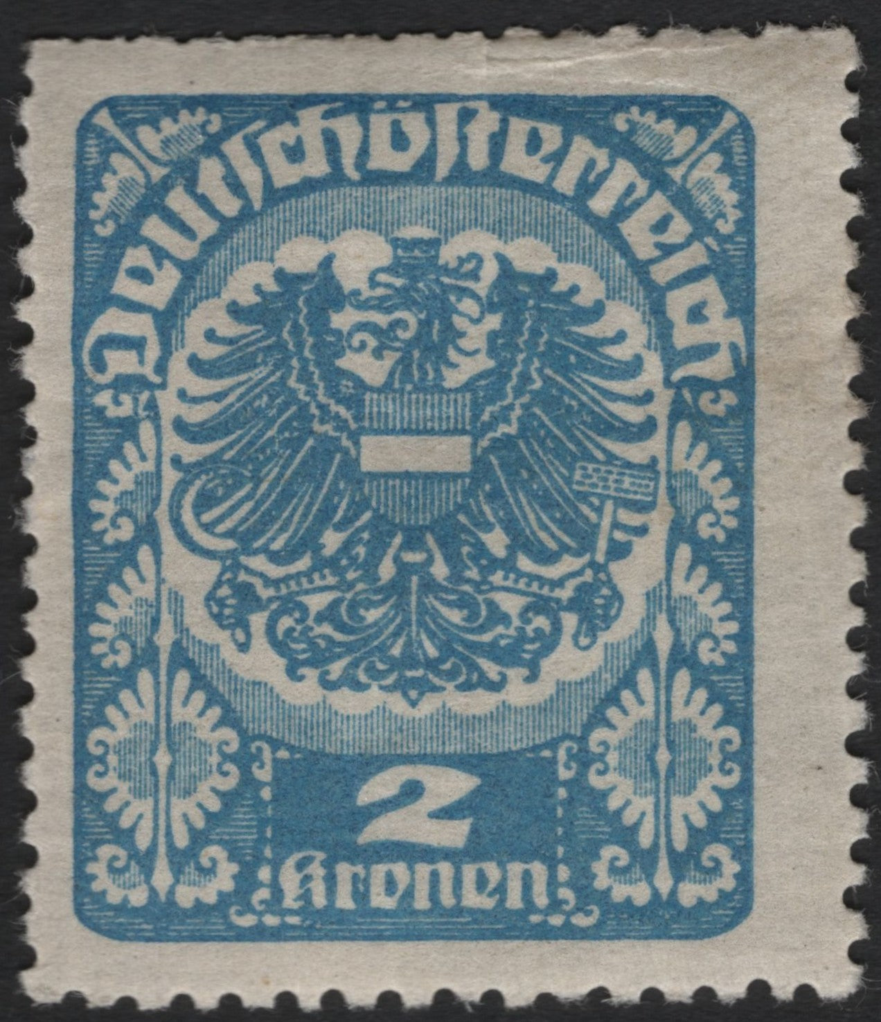 SCG8922 - 919 Austria “Deutschösterreich” 2 Kronen Coat of Arms – Blue