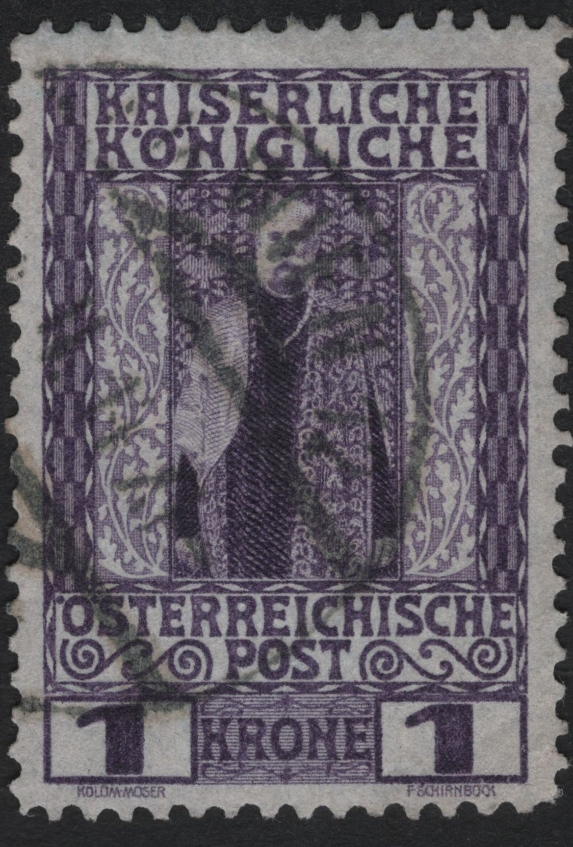 SCG8949 - Austria 1916 – 1 Krone Kaiser Karl I (Engraved, Violet)