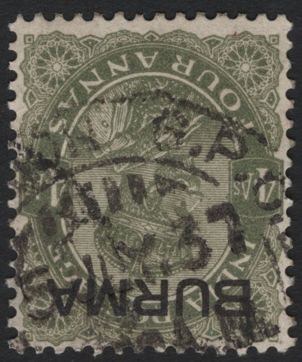 SCG9055 - Burma – 4 Annas King George V Overprint (Used, 1937)