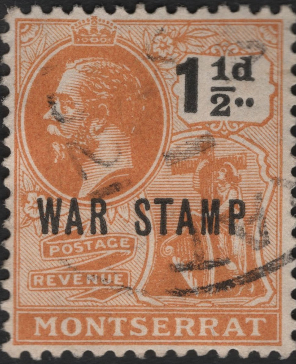 SCG9065 - Montserrat 1916–17 King George V War Stamp Overprint (1½d Orange)