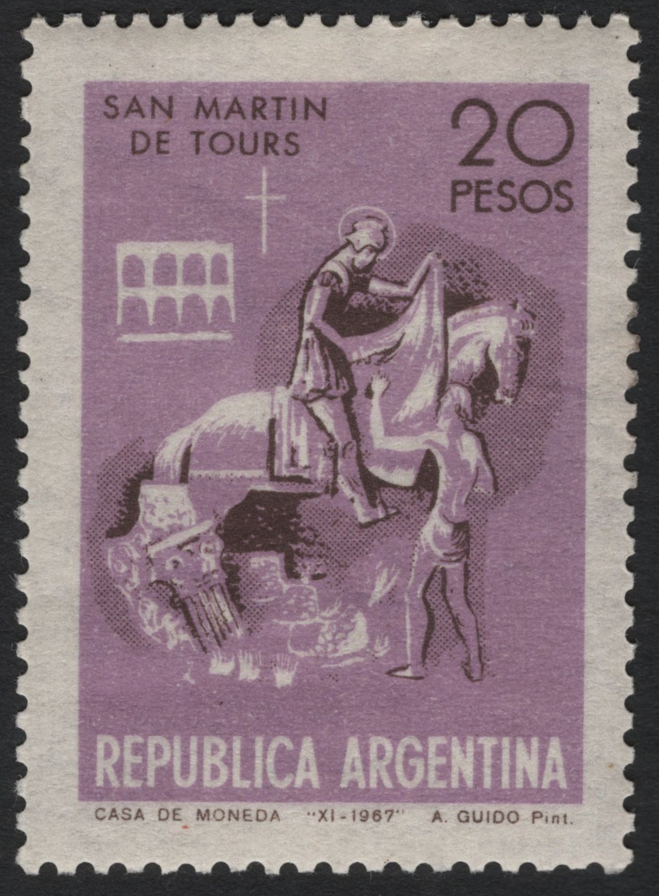 SCG9124 - Argentina 1967 – San Martín de Tours 20 Pesos Charity Motif
