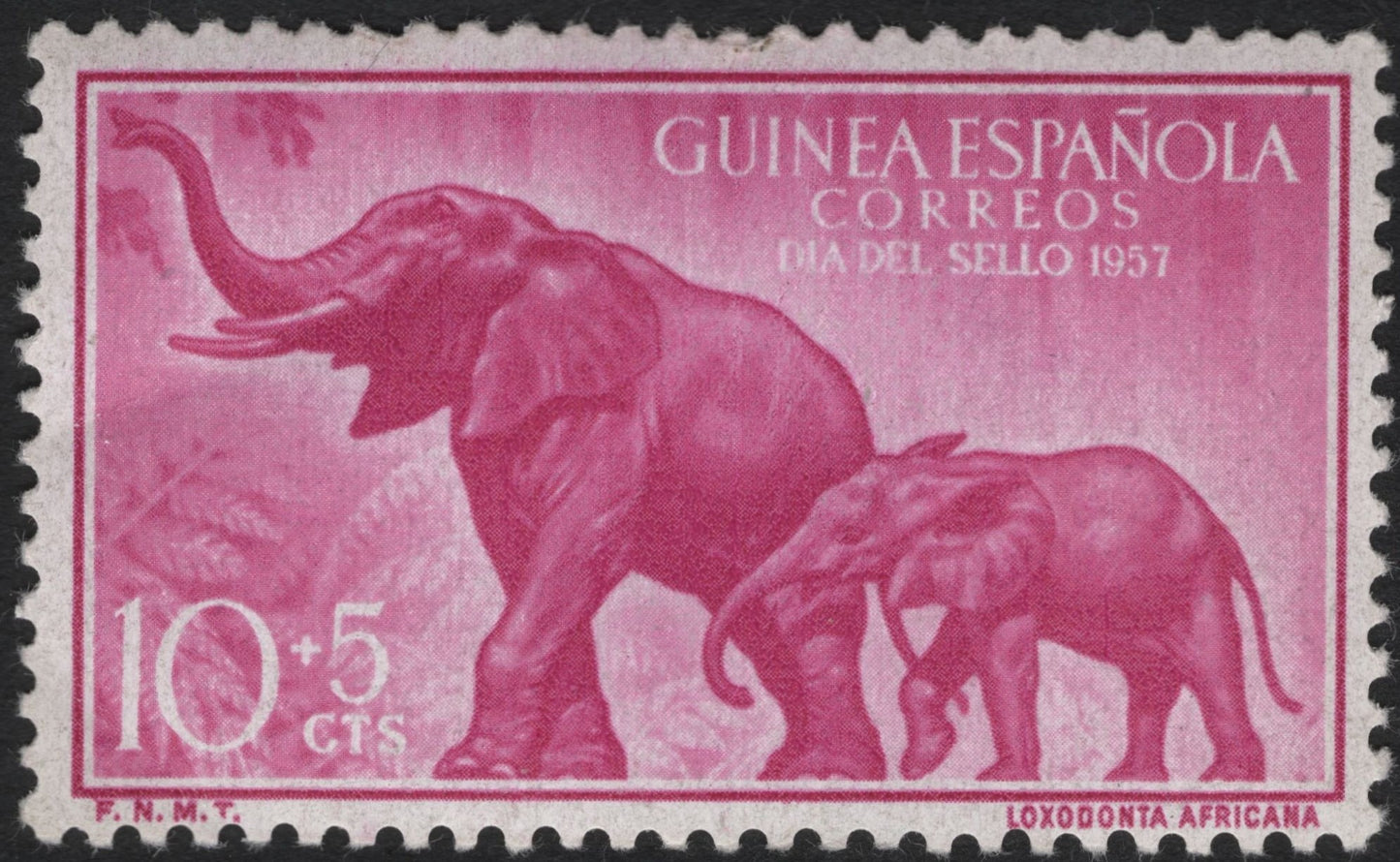 SCG9215 - Spanish Guinea – 1957 “Día del Sello” Elephant Semi-Postal (10c + 5c)