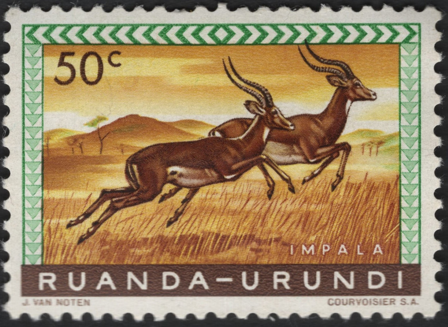 SCG9233 - Ruanda-Urundi 50c Impala Wildlife Definitive