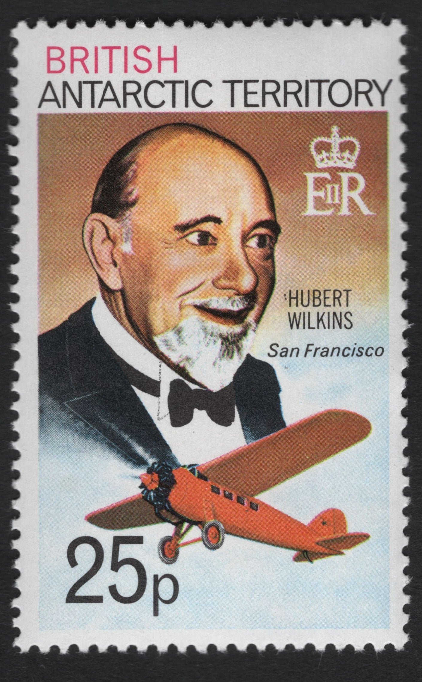 SCG9236 - British Antarctic Territory 25p – Sir Hubert Wilkins & Antarctic Exploration Aircraft (c.1980s)