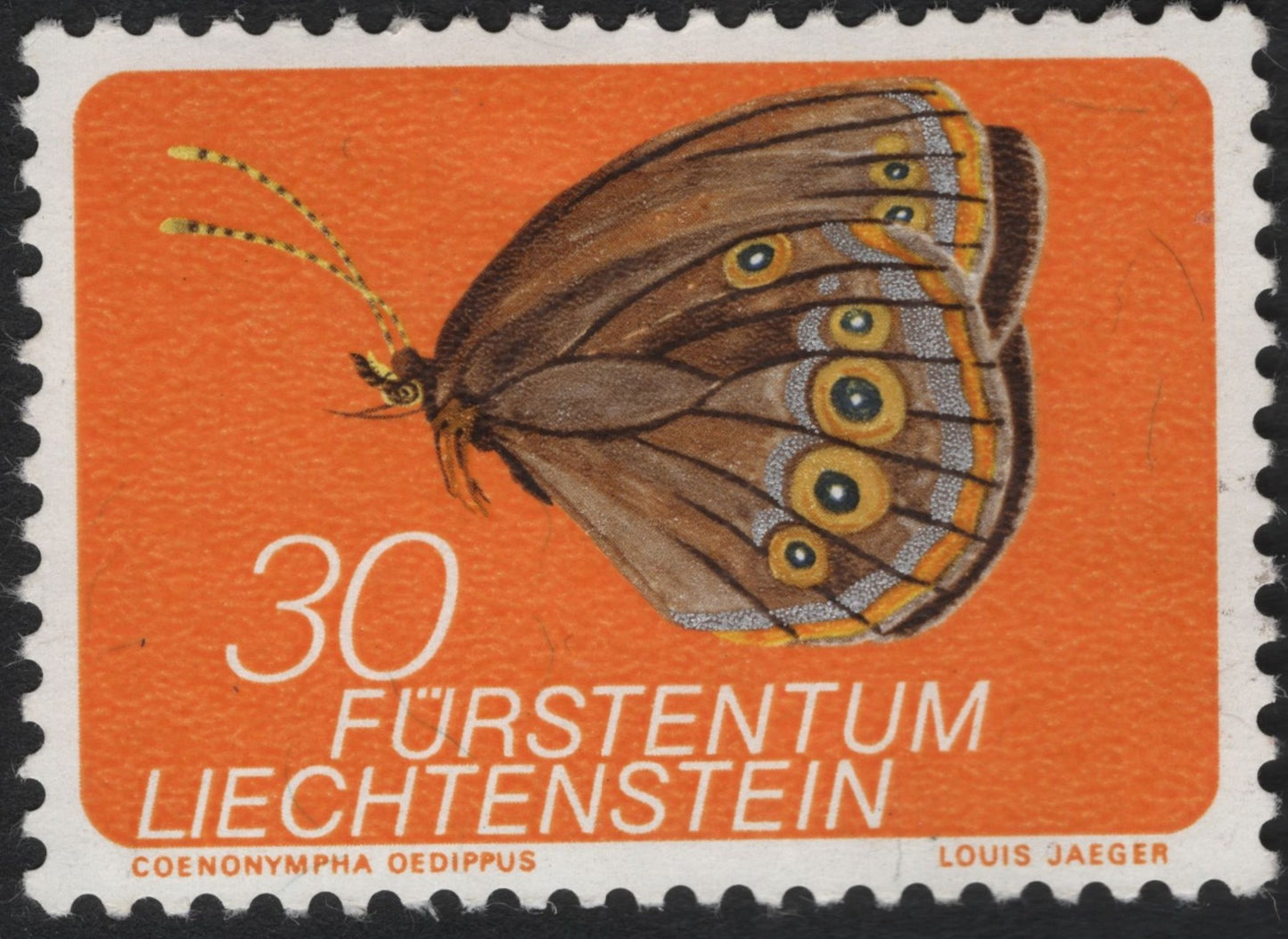 SCG9218 - Liechtenstein 30 Rp Coenonympha Oedippus Butterfly – 1960s Nature Series