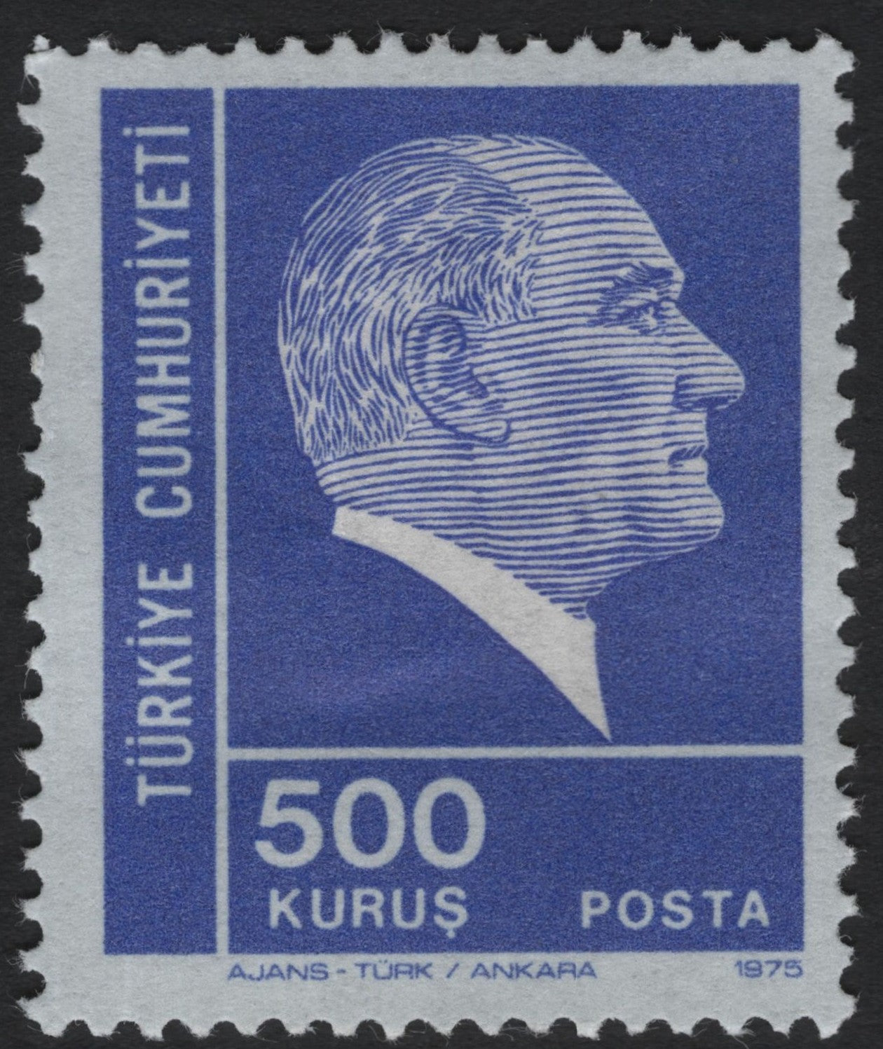 SCG9445 - Turkey 1975 – 500 Kuruş Atatürk Definitive (Blue Portrait)