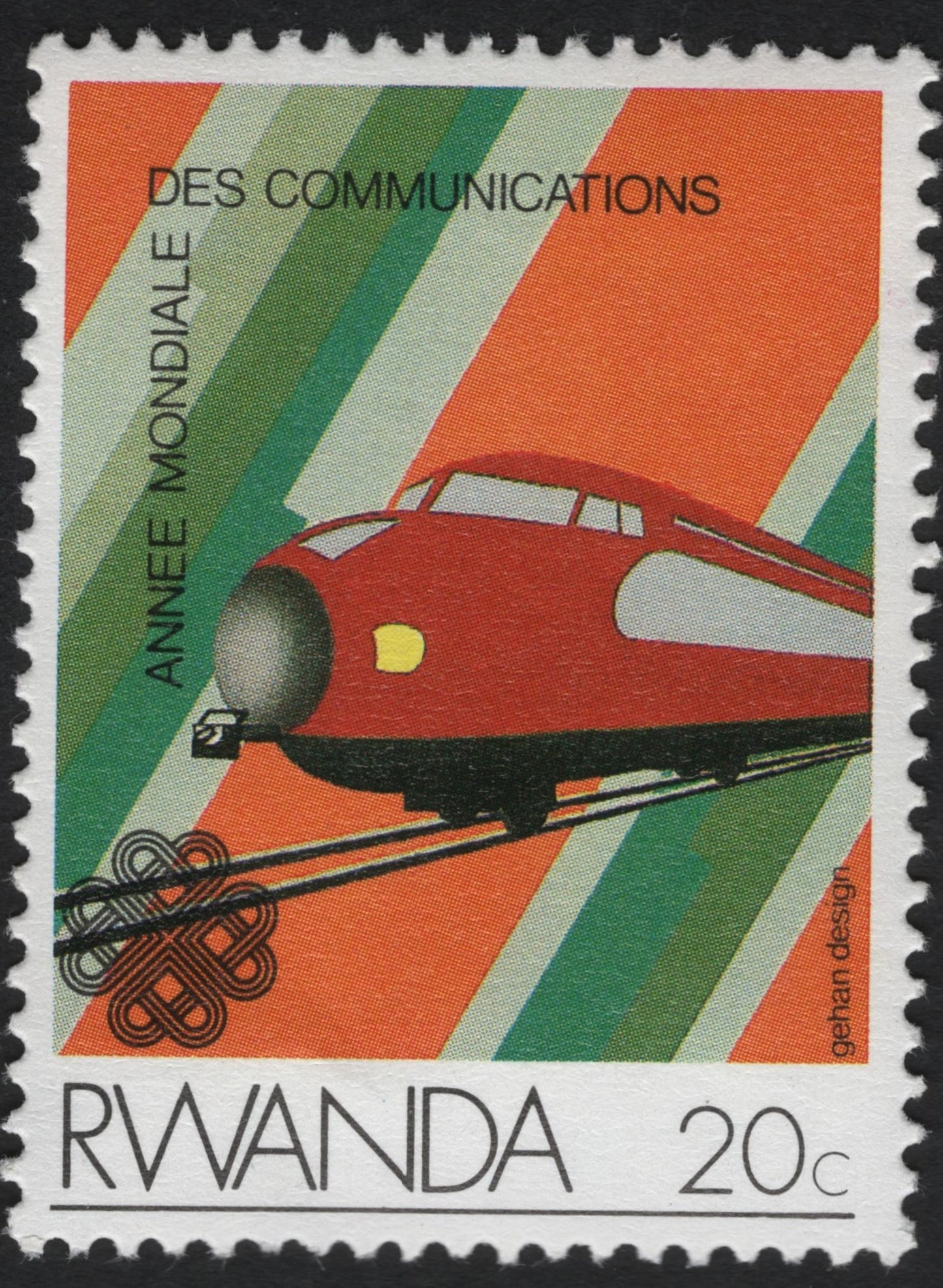 SCG9435 - Rwanda 20c – World Communications Year High-Speed Train (c.1979–1980)