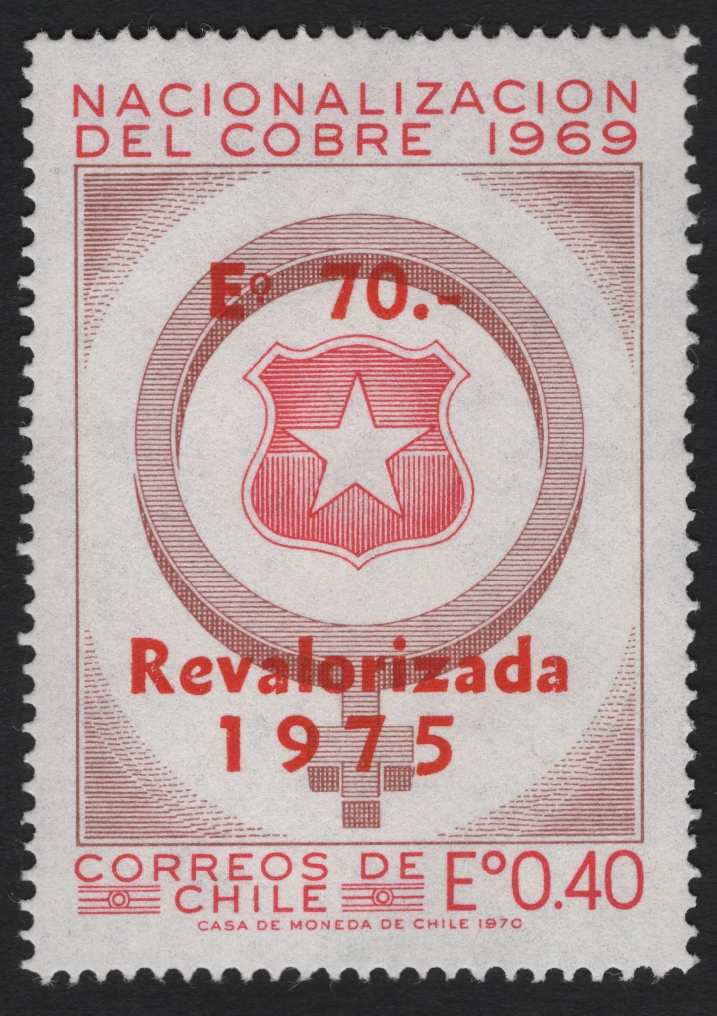 SCG9439 - Chile 1970 – Nationalization of Copper, Revalued 1975 (40c → 70c)