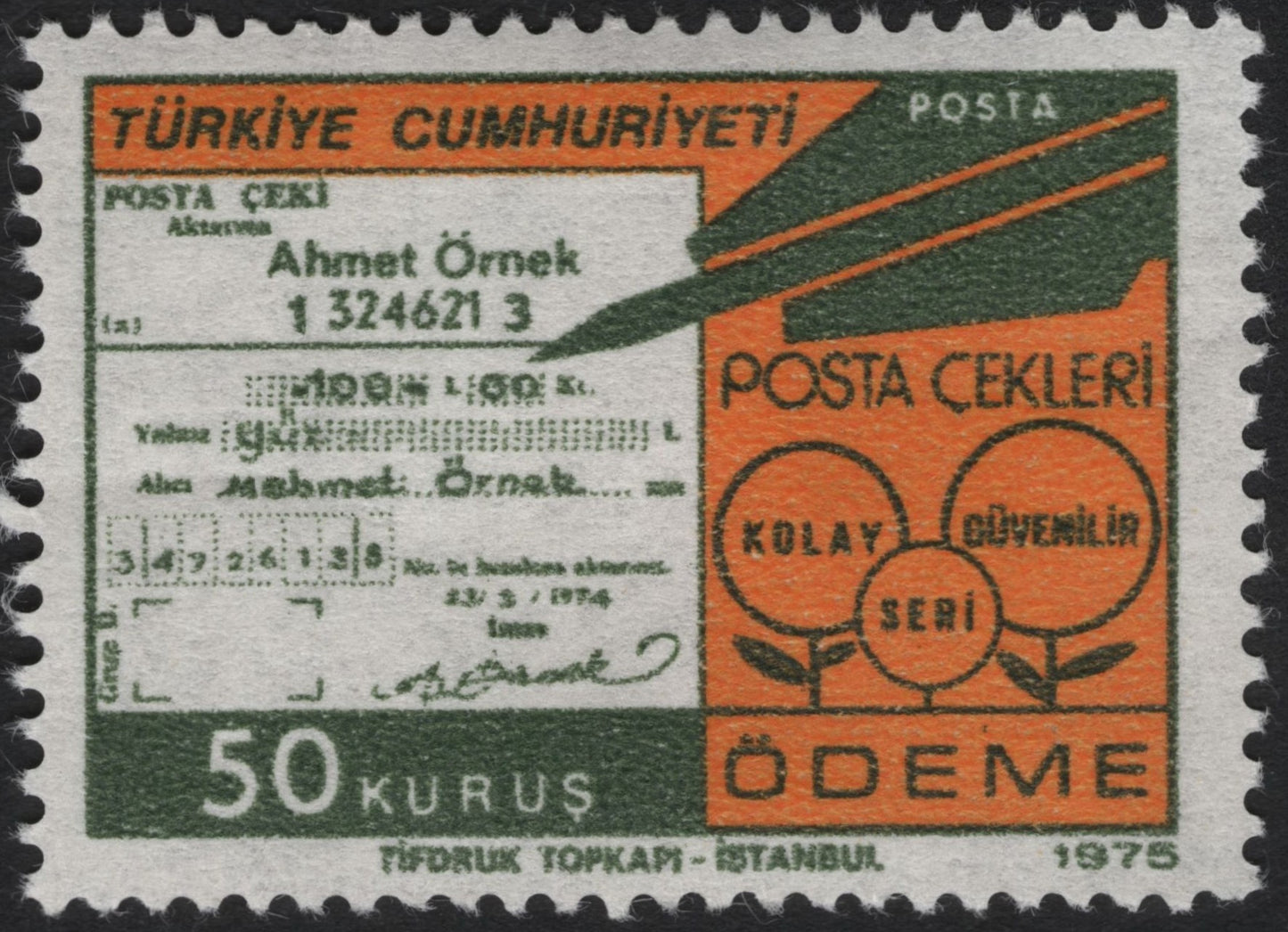 SCG9458 - Turkey 1975 Postal Cheque Service – 50 Kuruş