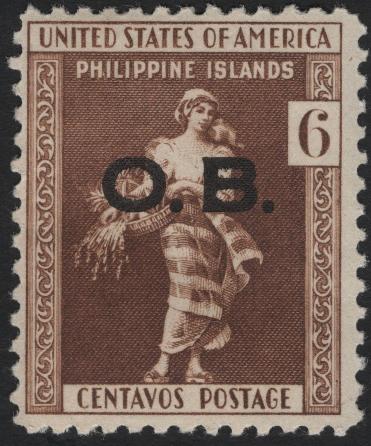 SCG9250 - Philippines (U.S. Administration) – 6c “O.B.” Official Stamp (circa 1926–1931)