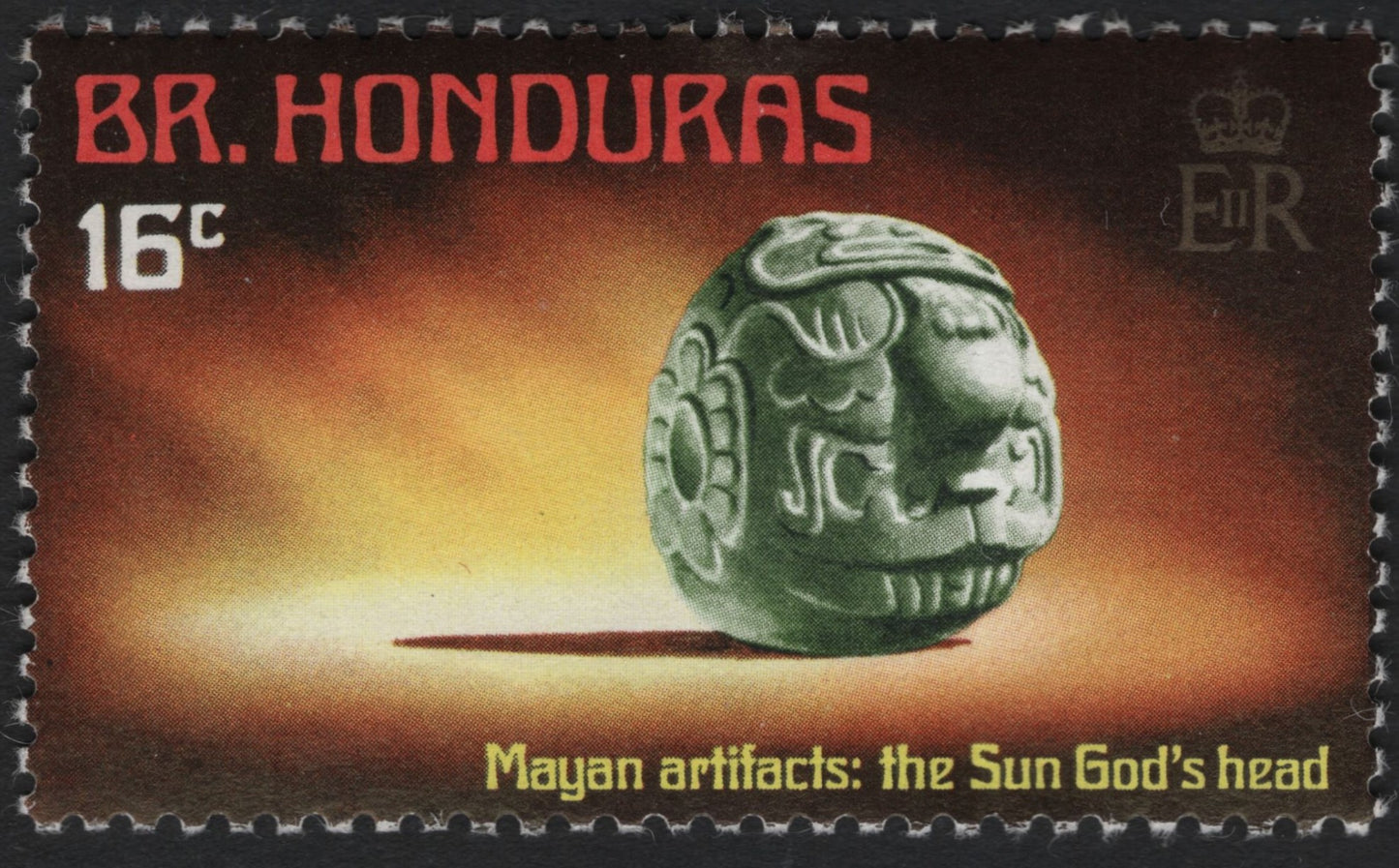 SCG9271 - British Honduras 16c – Mayan Artifact “Sun God’s Head” (1960s)