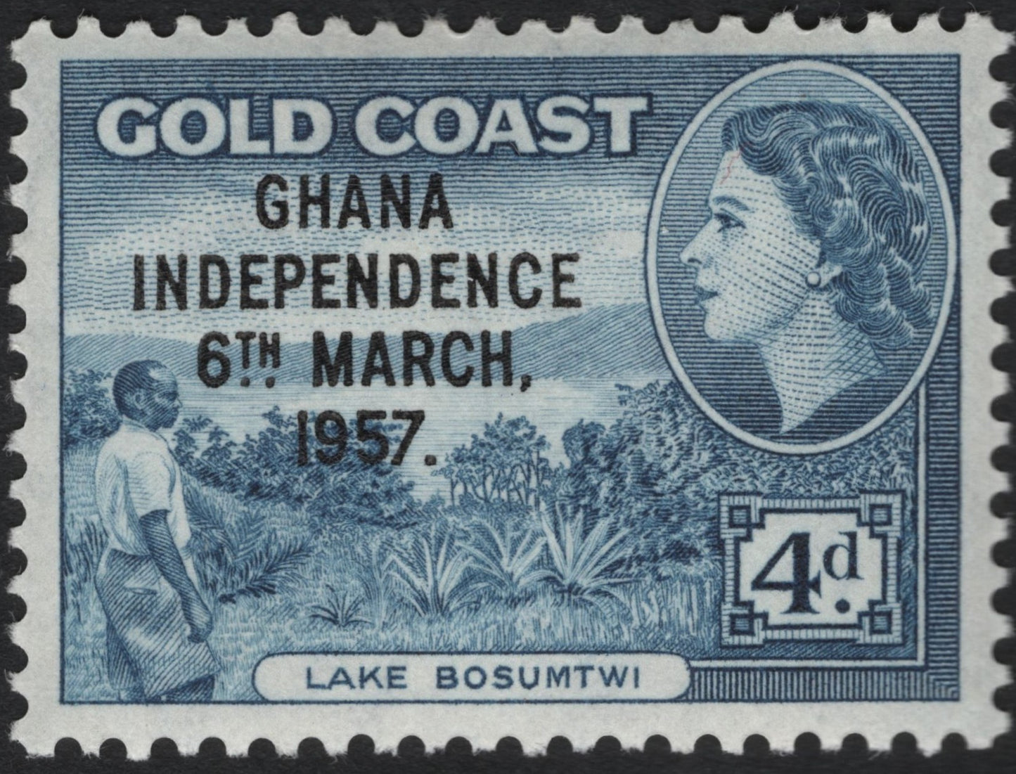 SCG9265 - Gold Coast 1957 “Ghana Independence” Overprint – 4d Lake Bosumtwi