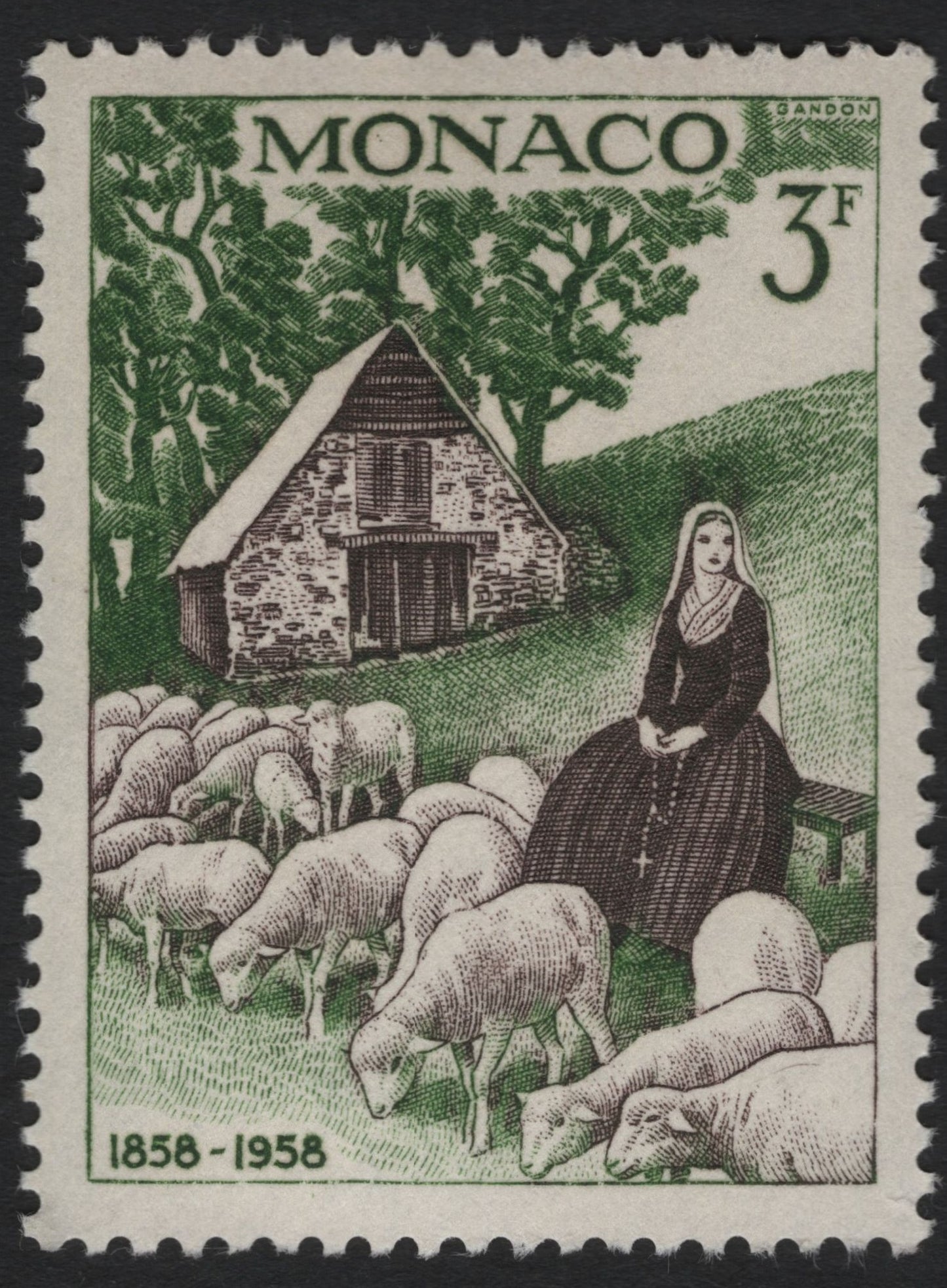 SCG9403 - Monaco 1958 – Centenary of Ste-Dévote Shepherd Scene (3F)