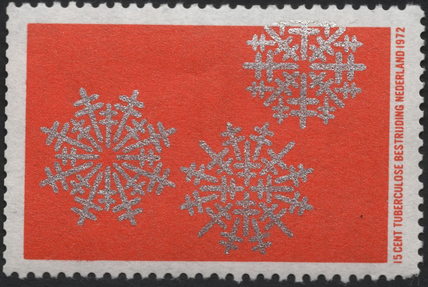SCG9405 - Netherlands 1972 – 15c Tuberculosis Charity Stamp (Snowflakes Design)