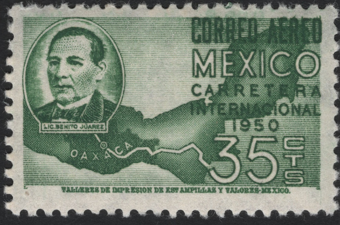 SCG9419 - Mexico 1950 “Carretera Internacional” Airmail – Benito Juárez, 35 Centavos