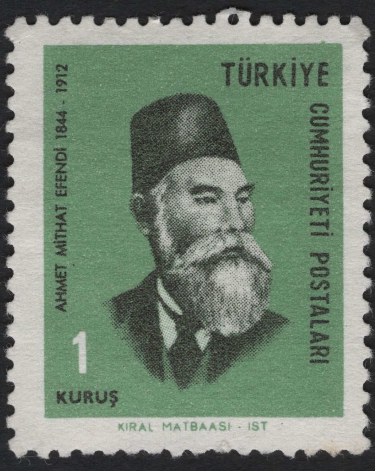 SCG9489 - Turkey – Ahmet Mithat Efendi 1 Kuruş Commemorative Stamp