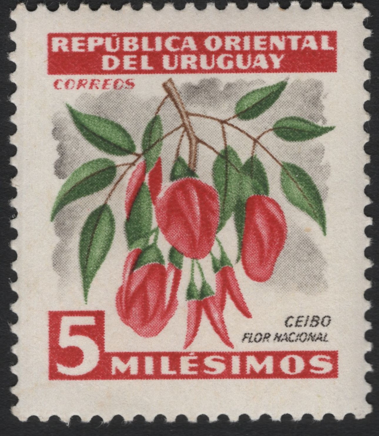 SCG9491 - Uruguay 5 Milésimos Ceibo – Flor Nacional Stamp