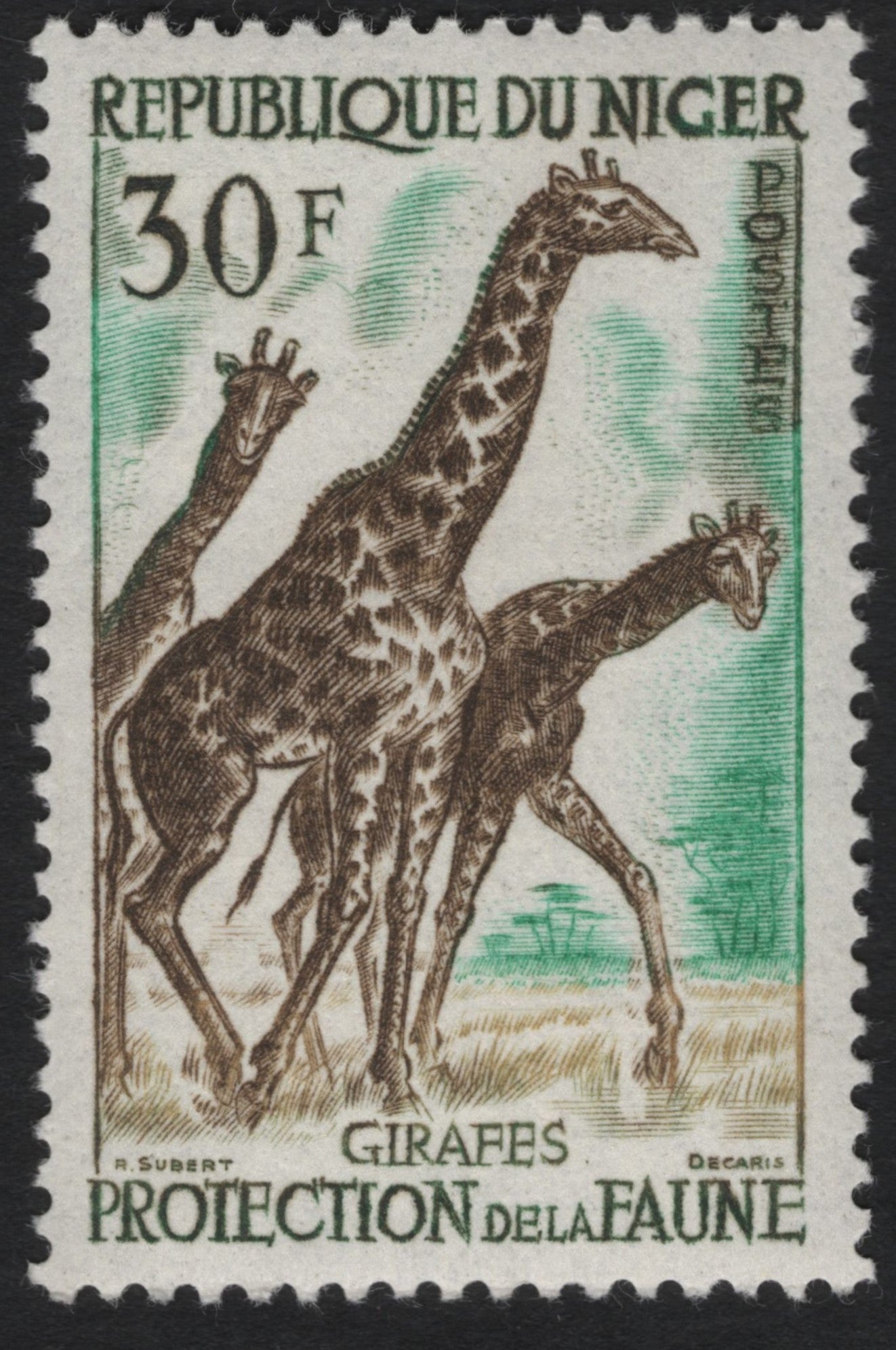 SCG9493 - Niger 1960s Giraffes – Protection de la Faune (30F)