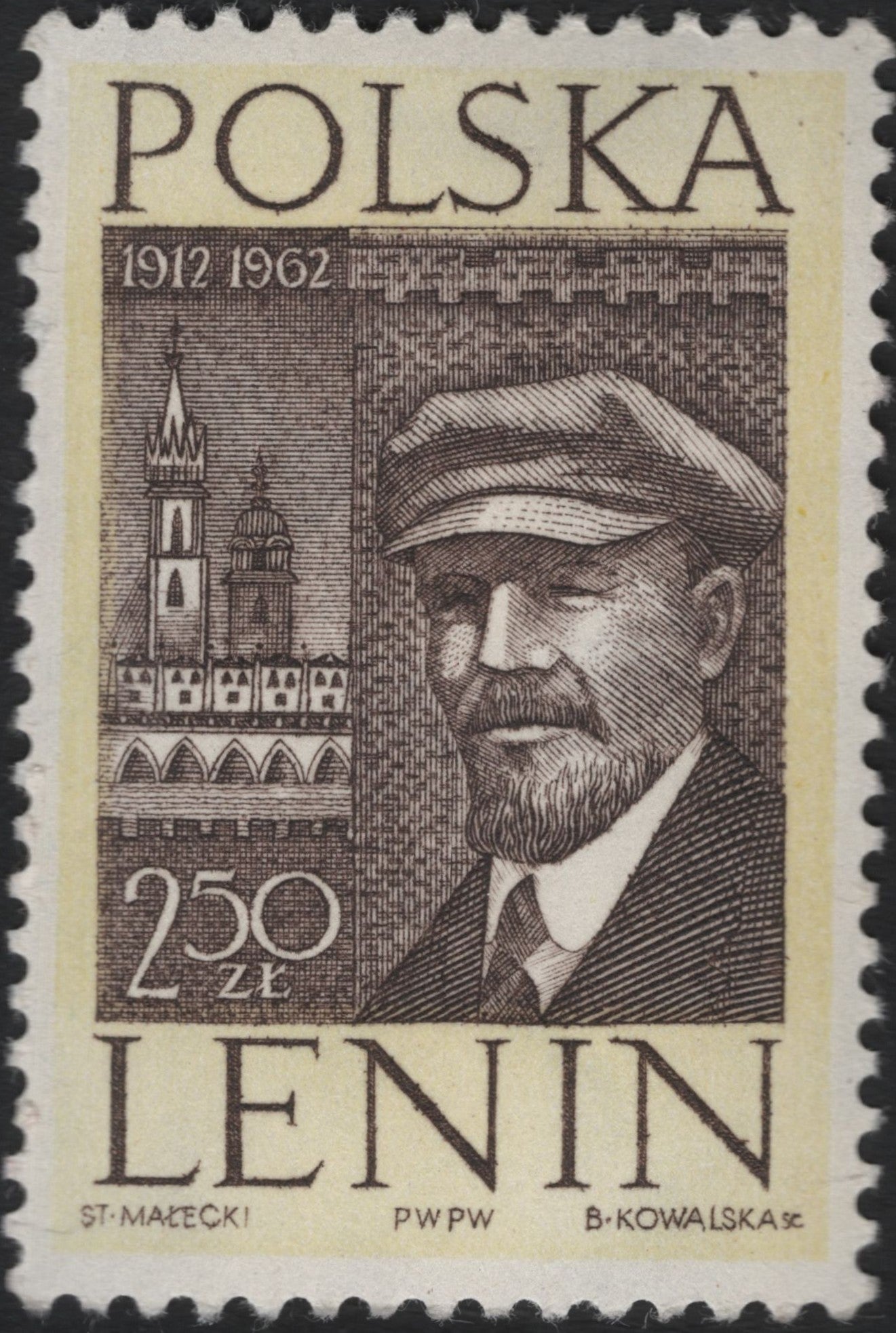 SCG9495 - Poland 1962 – 50th Anniversary of Lenin’s Visit to Poland – 2.50 zł Brown