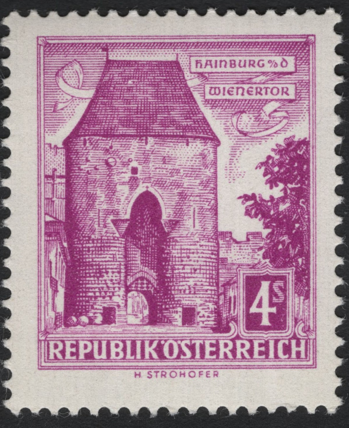SCG9501 - Austria 1960s – Hainburg “Wienertor” 4s Violet Definitive