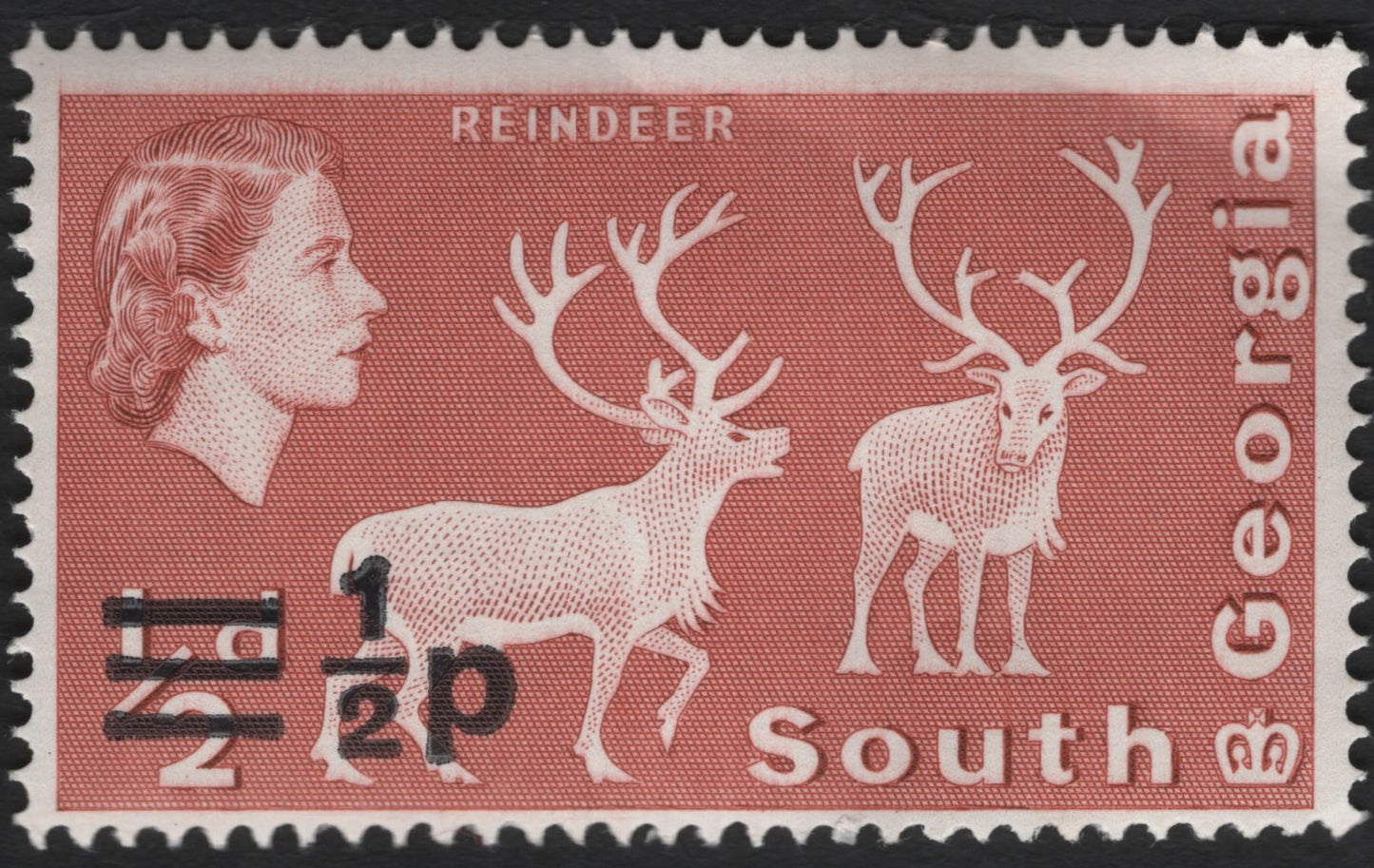 SCG9508 - South Georgia 1971 Reindeer Definitive – Surcharge “1p on ½d”