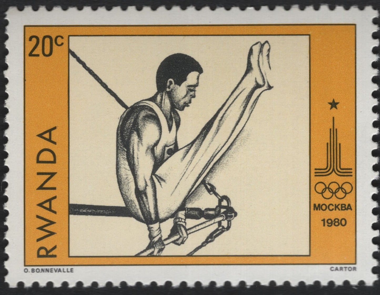 SCG10134 - Rwanda – 1980 Moscow Olympics Gymnastics 20c Stamp