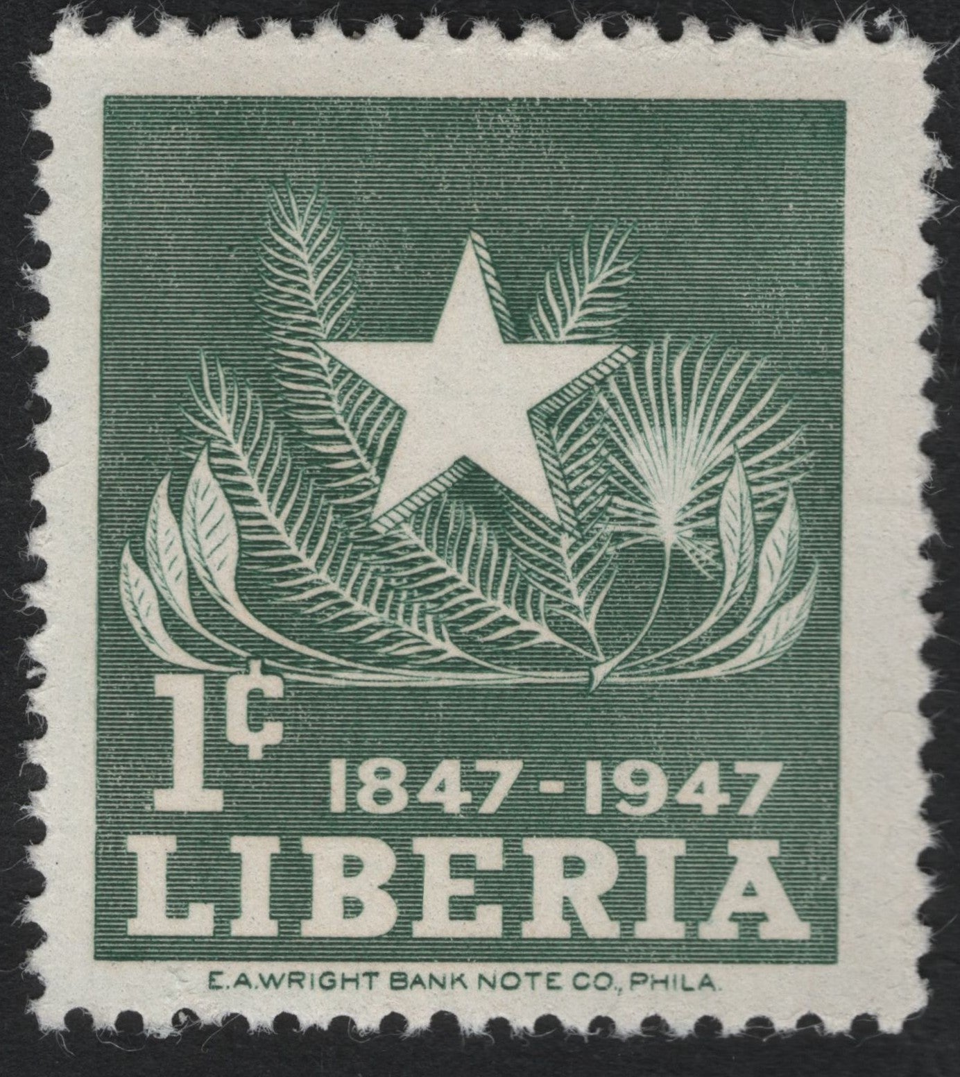 SCG9670 - Liberia 1947 Centenary of Independence – 1¢ Green