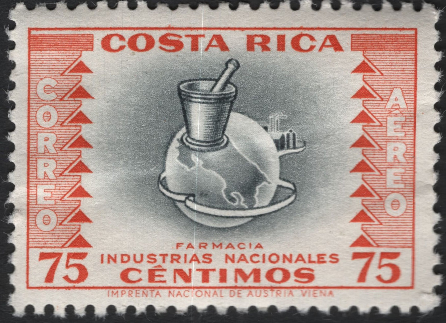SCG10143 - Costa Rica 75 Céntimos Airmail – National Pharmaceutical Industries (c.1950s)