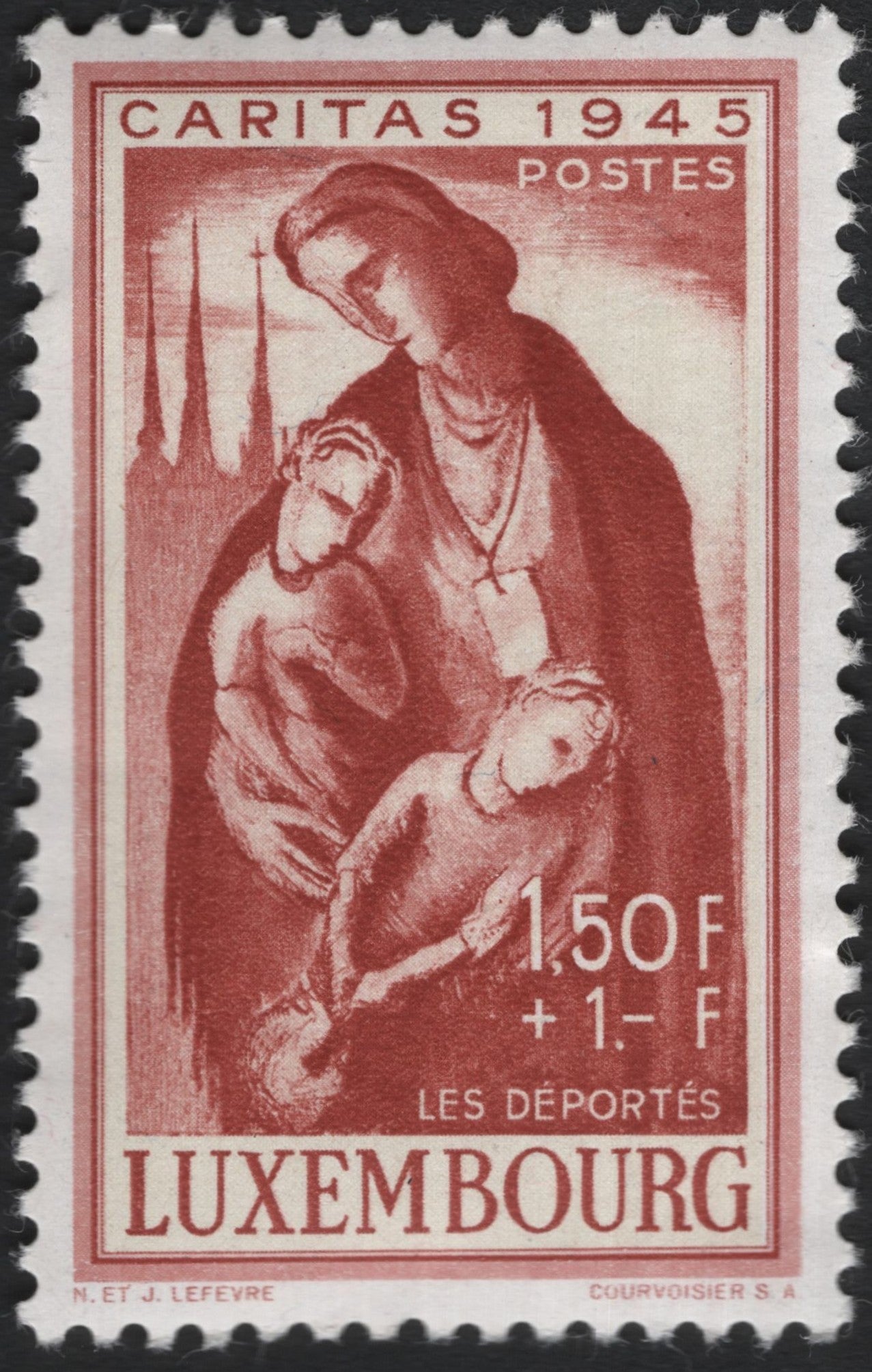 SCG9680 - Luxembourg 1945 Caritas – Les Déportés Semi-Postal (1.50F + 1F)