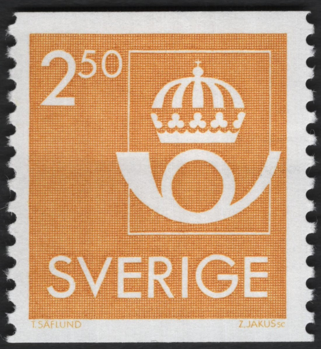 SCG9662 - Sweden 1980s Posthorn & Crown Definitive – 2.50 kr Orange