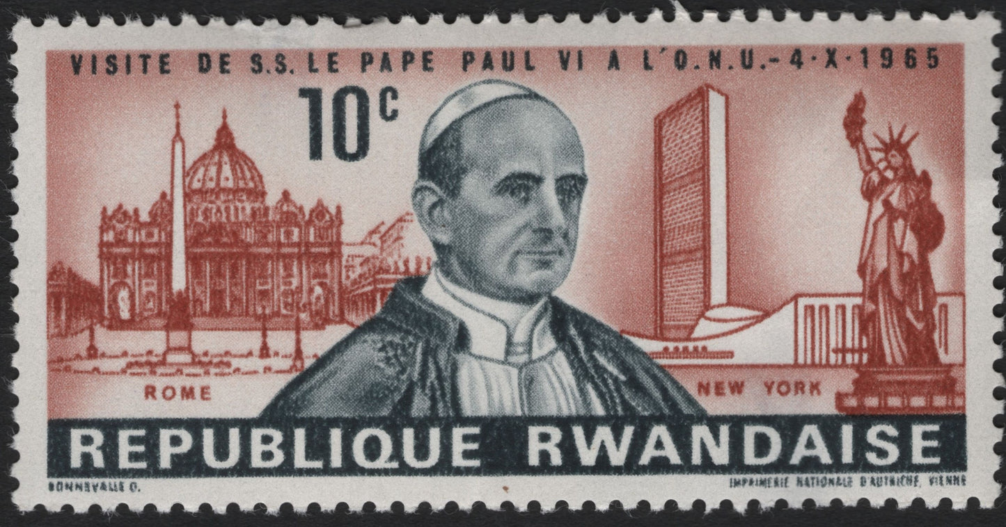 SCG10155 - Rwanda 1965 – Pope Paul VI Visit to the UN, 10 Centimes
