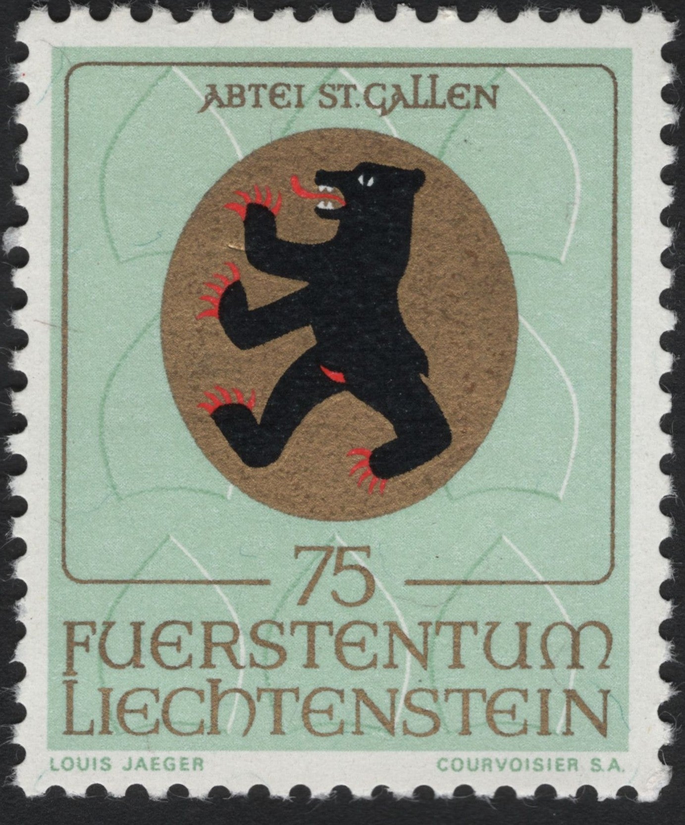 SCG10181 - Liechtenstein 75 Rp Abtei St. Gallen Heraldic Bear – Coat of Arms Series