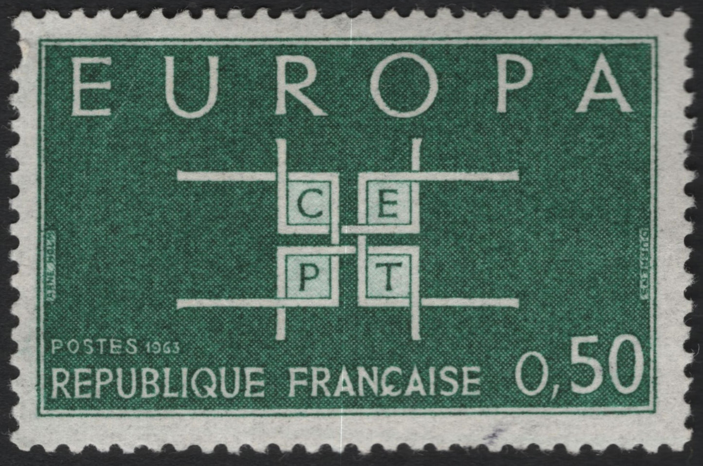 SCG10193 - France – 1963 Europa CEPT 0.50F Green Commemorative