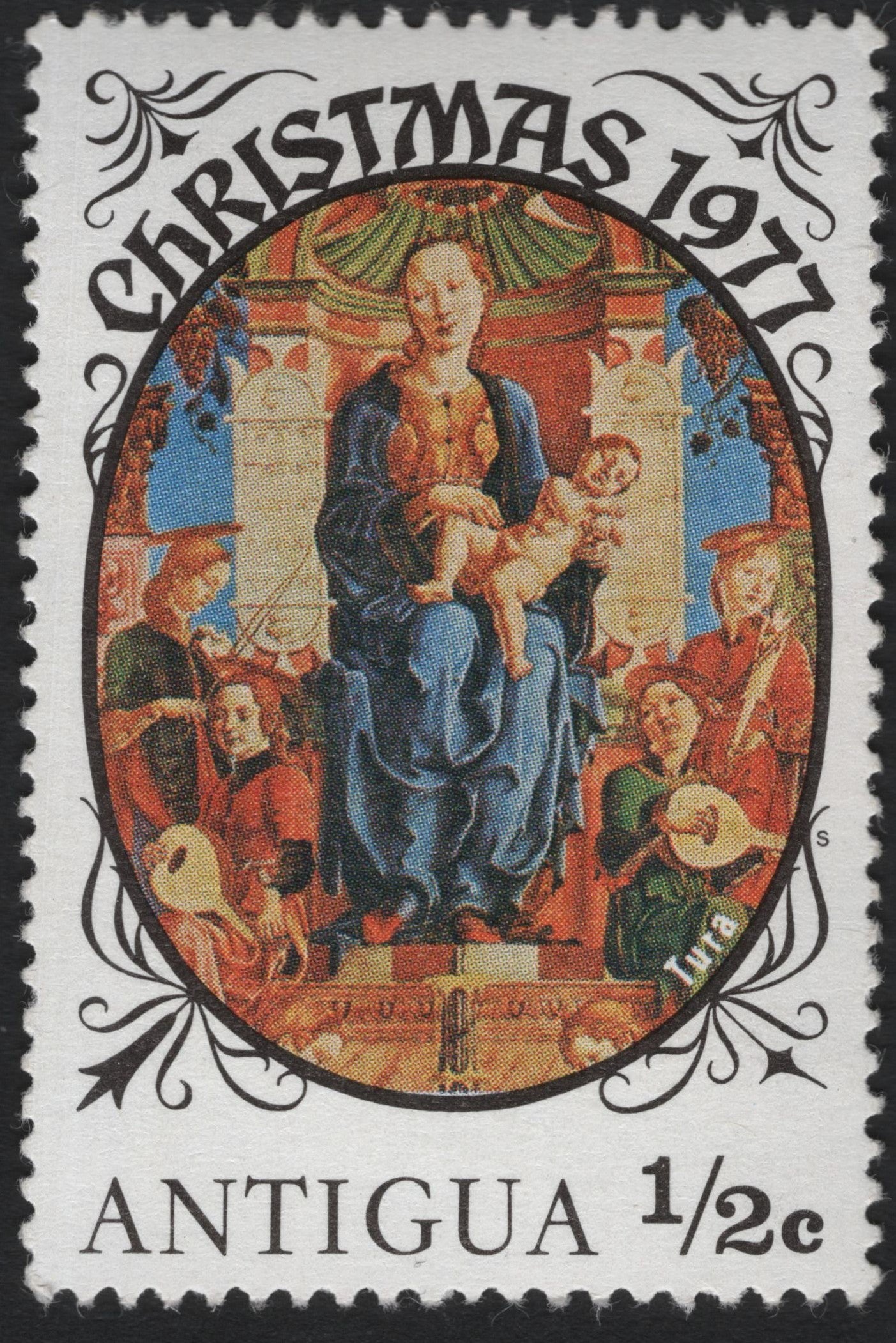 SCG10266 - Antigua 1977 – Christmas Issue “Madonna and Child with Musicians” (½c)