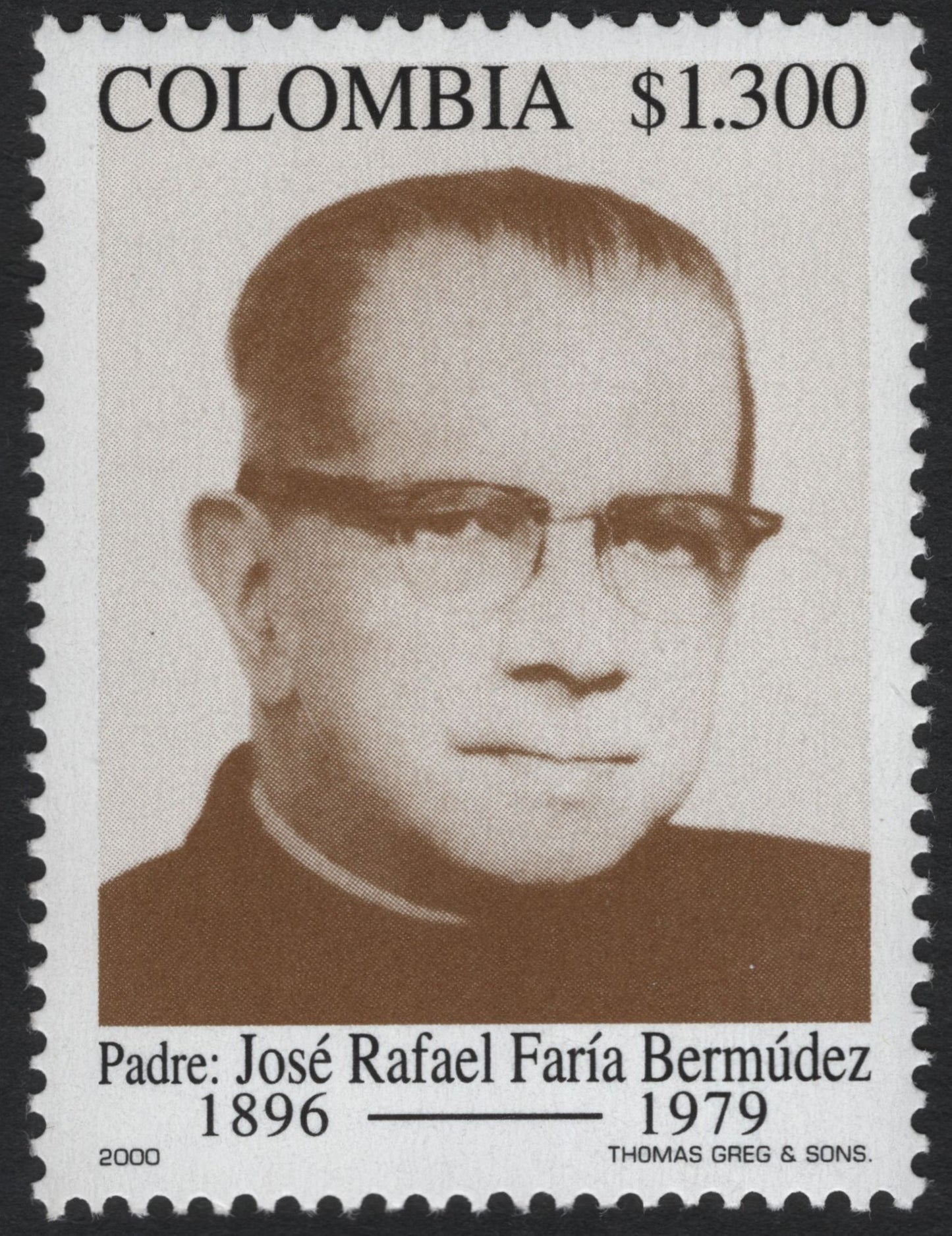 SCG10271 - Colombia 2000 – Father José Rafael Faría Bermúdez Commemorative $1.300