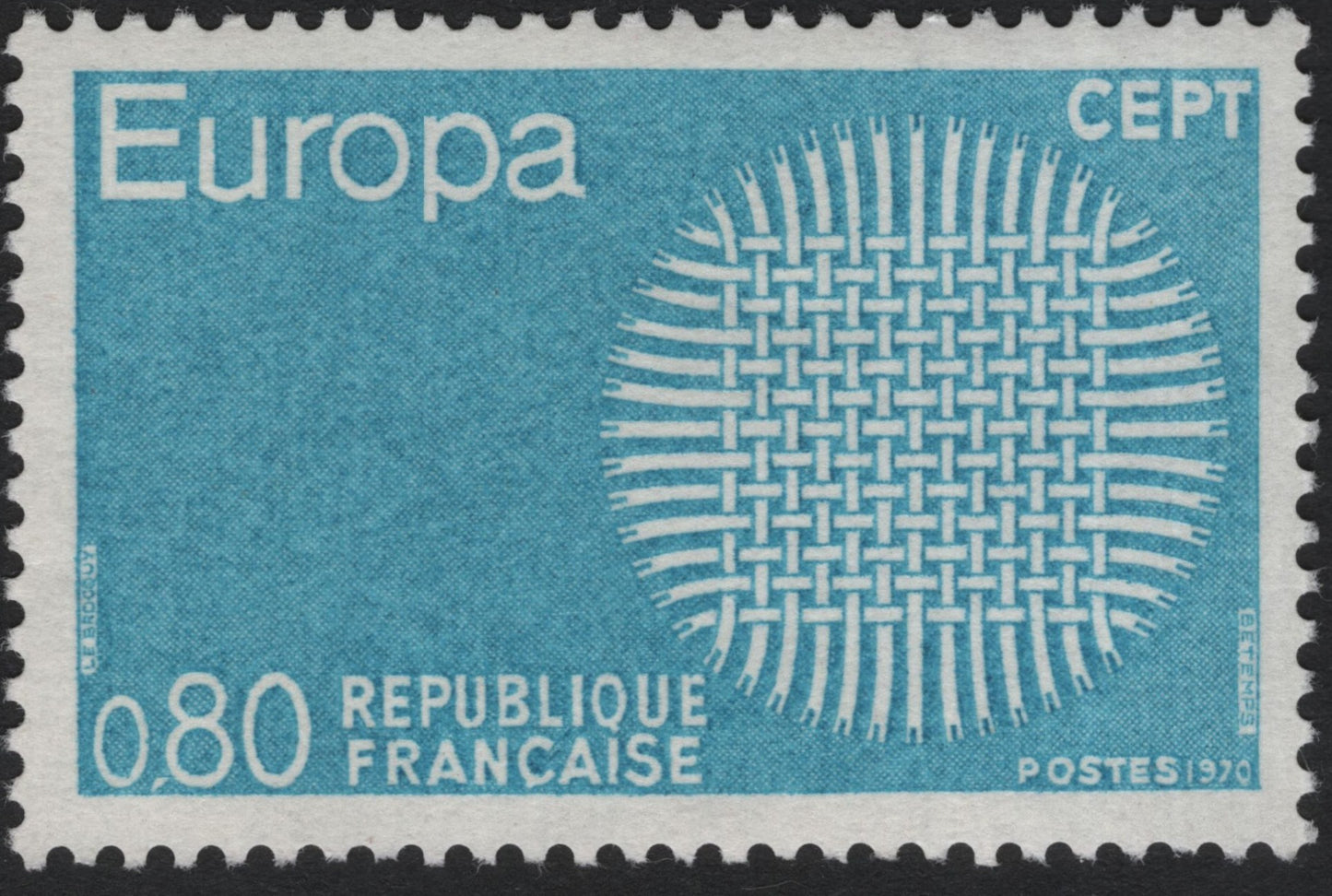 SCG10282 - 🇫🇷 France 1970 – Europa CEPT “Woven Circle” (0.80 Fr)