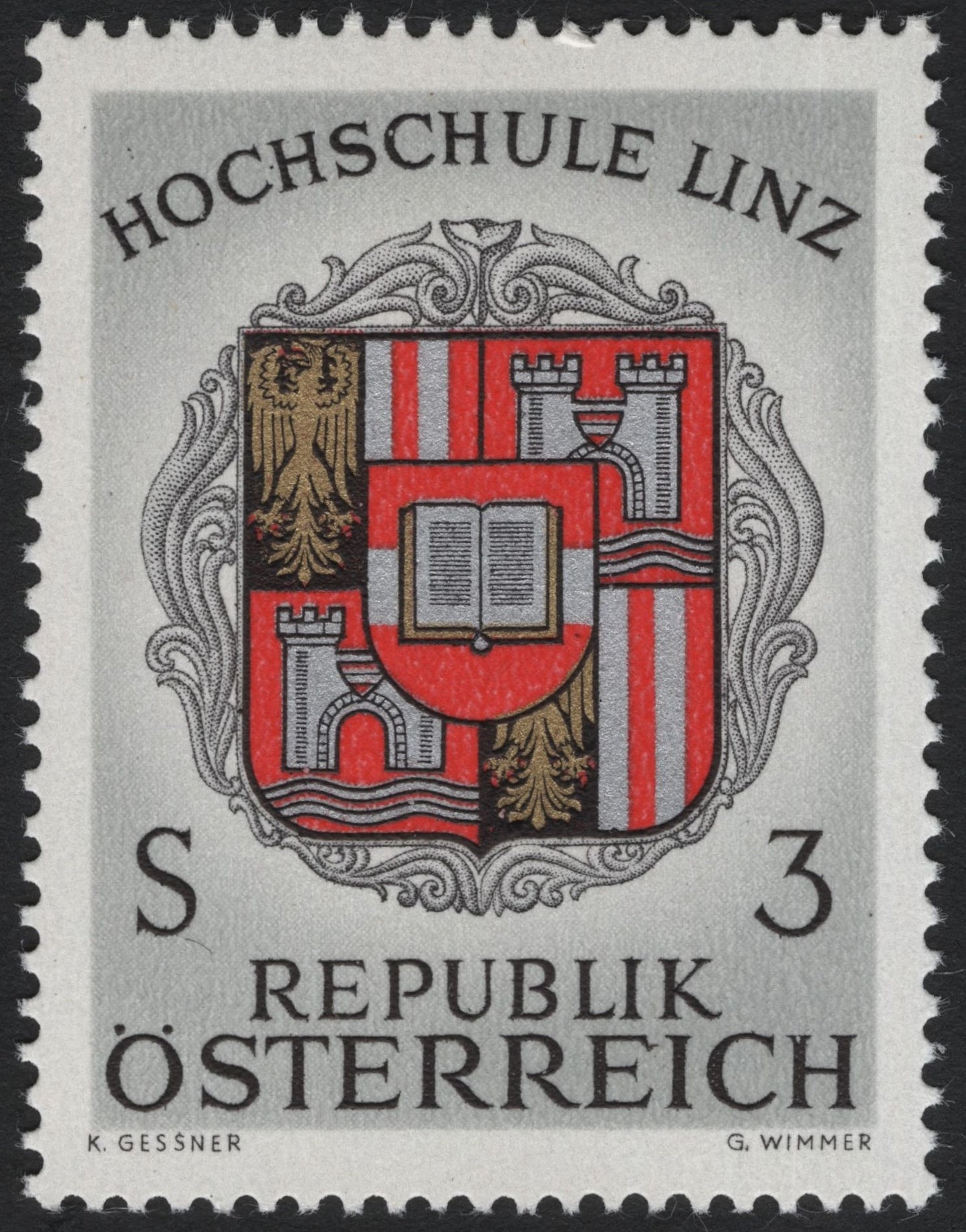 SCG10213 - 🇦🇹 Austria 1985 – Hochschule Linz Coat of Arms – 3 Schilling