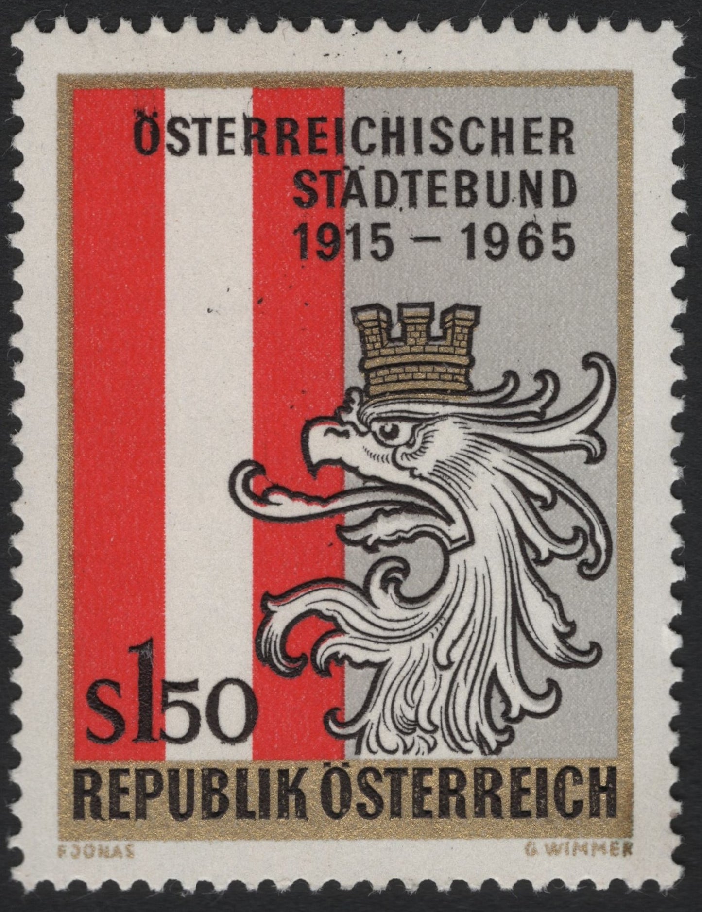 SCG10219 - 🇦🇹 Austria 1965 – 50th Anniversary of the Austrian Association of Cities – 1.50 Schilling