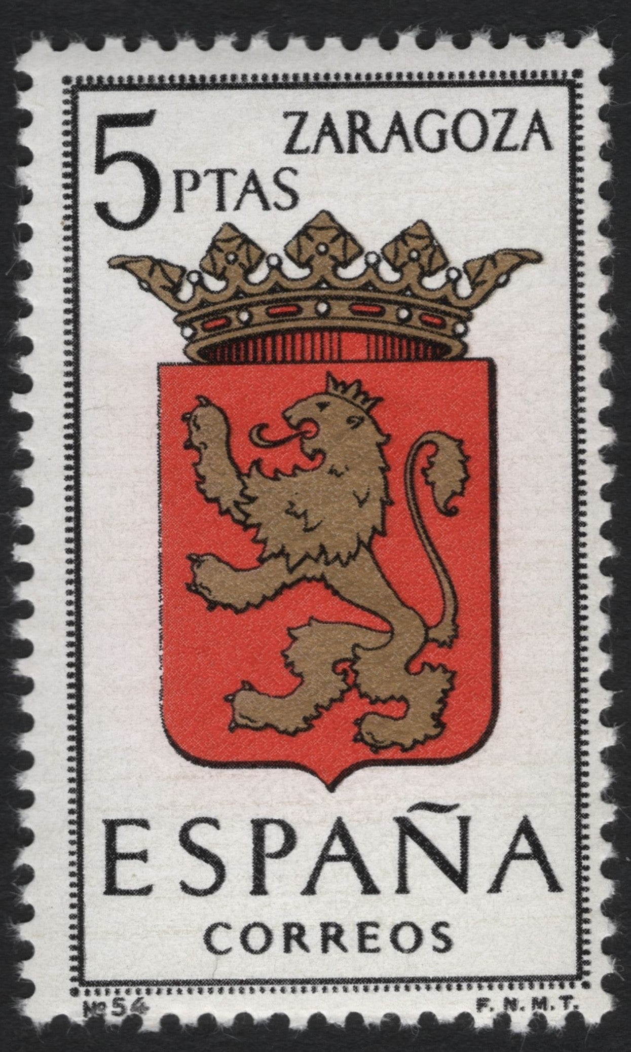 SCG10222 - Spain 1970s – Zaragoza Coat of Arms, 5 Ptas (Arms of Provinces Series)