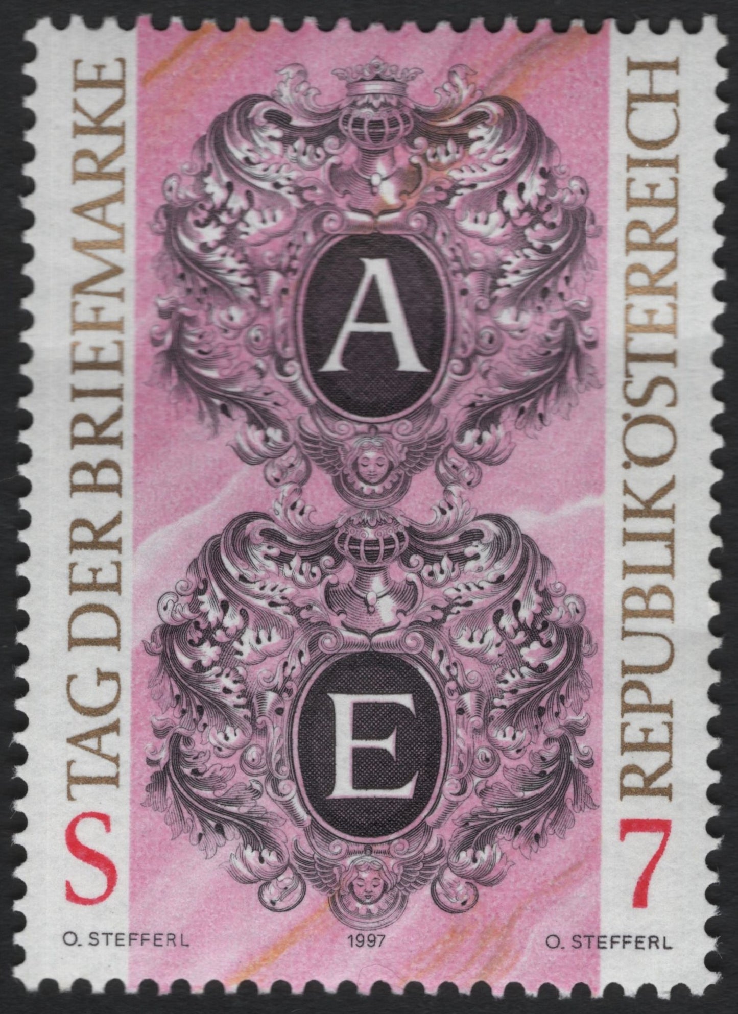 SCG10348 - Austria 1997 – Stamp Day “A–E Monogram Ornaments” 7s Commemorative