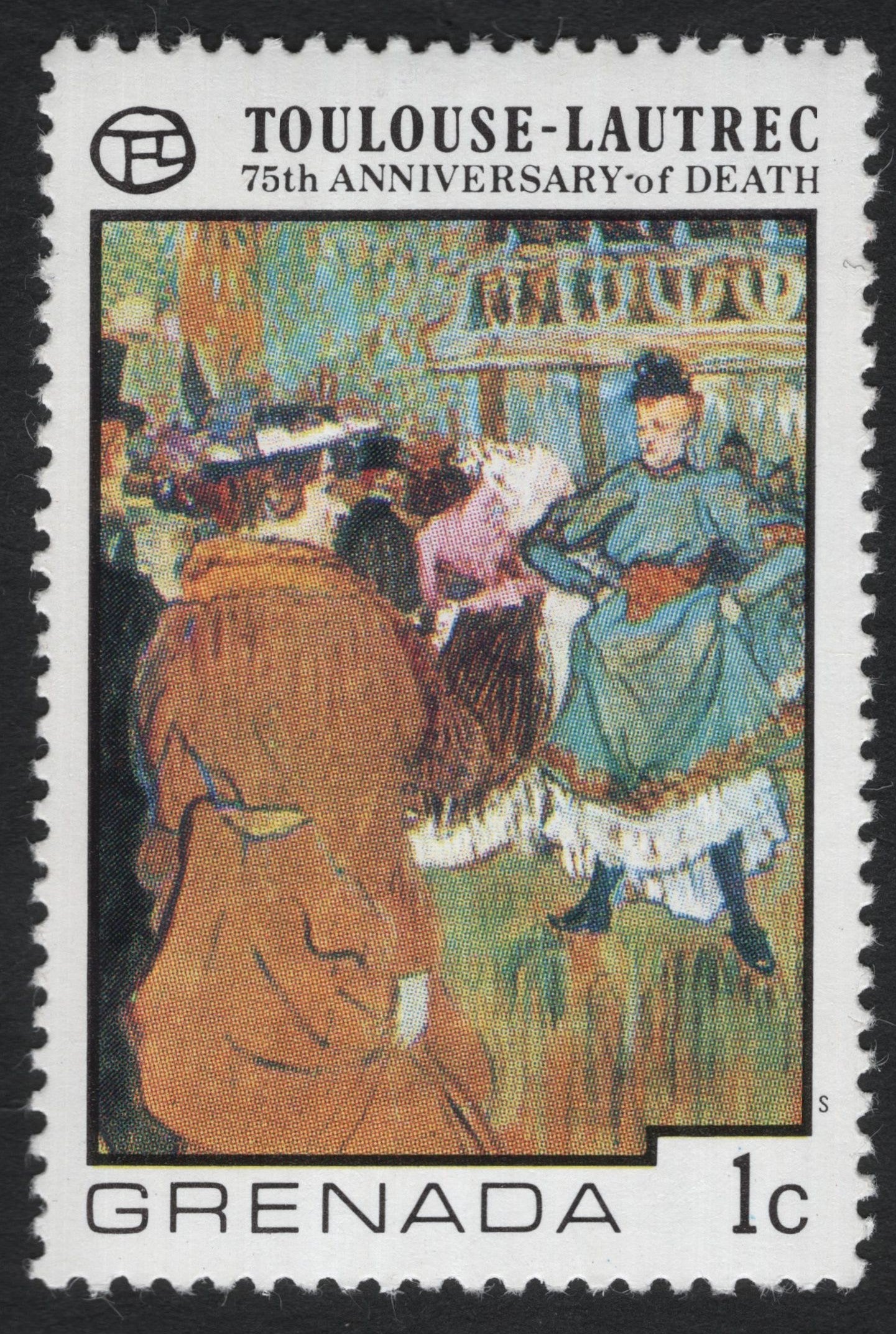 SCG10405 - Grenada 1c Toulouse-Lautrec – 75th Anniversary of Death Stamp