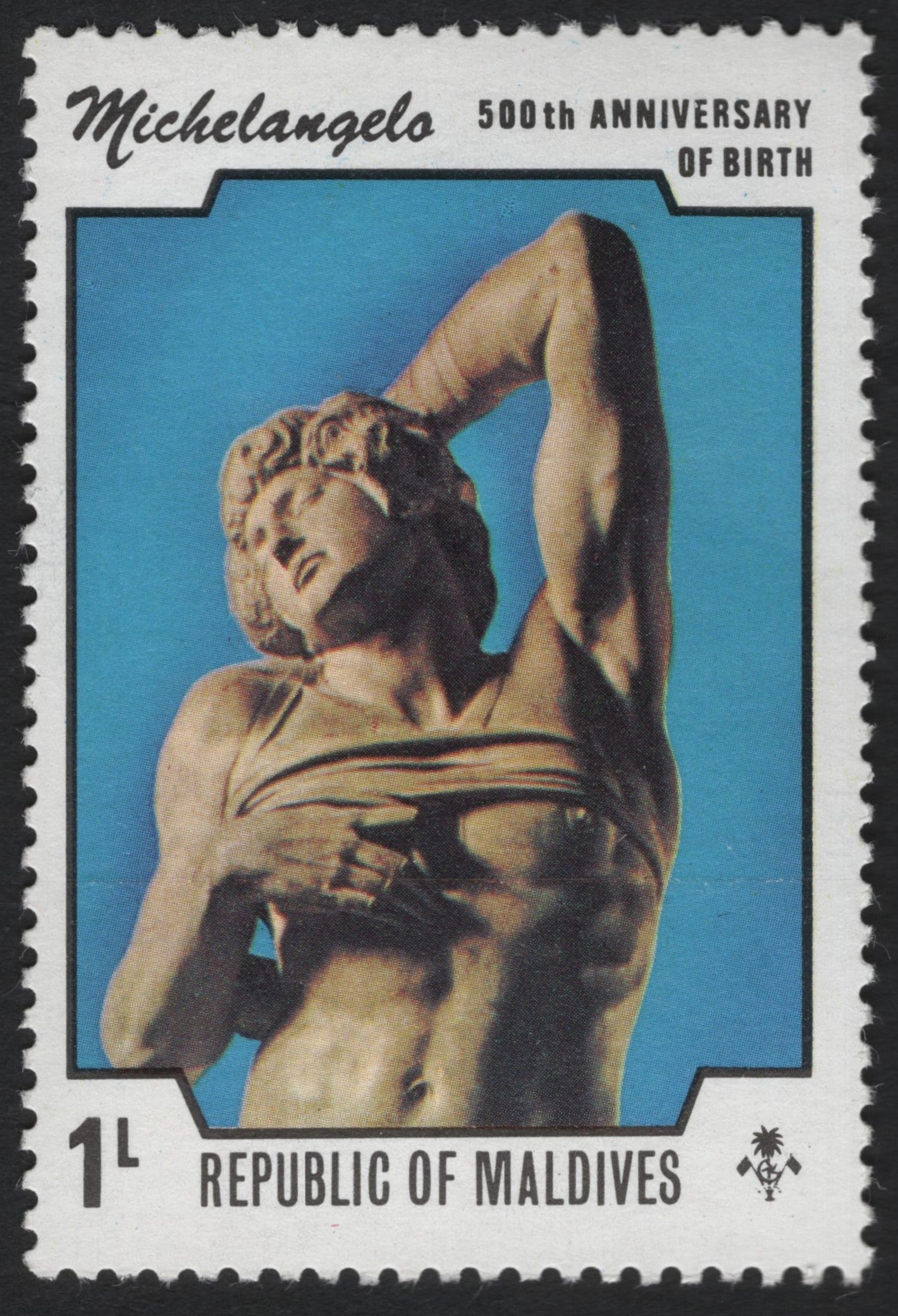 SCG10409 - Maldives 1L – Michelangelo 500th Birth Anniversary “Dying Slave” Sculpture (1960s–70s)