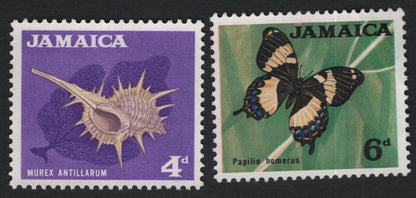 SCG10703 - Jamaica Pre-Decimal Wildlife Pair – Murex Shell (4d) & Papilio Homerus Butterfly (6d)