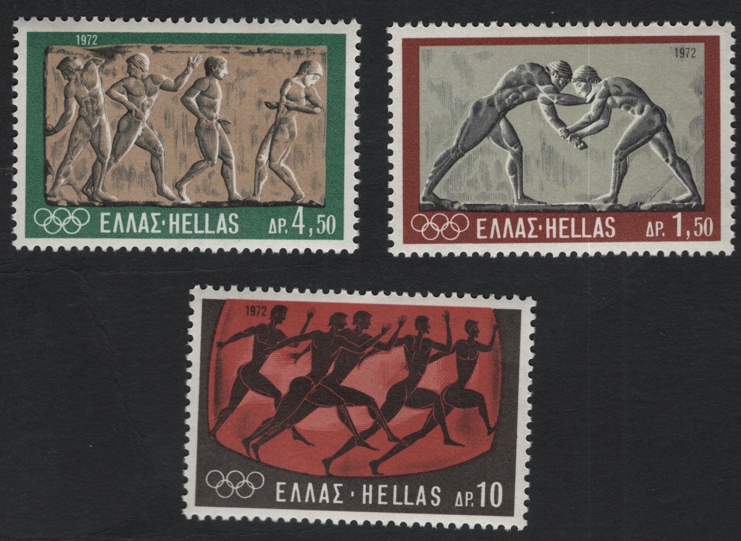 SCG10701 - Greece 1972 Munich Olympics – Ancient Greek Sports Set (3 Stamps)