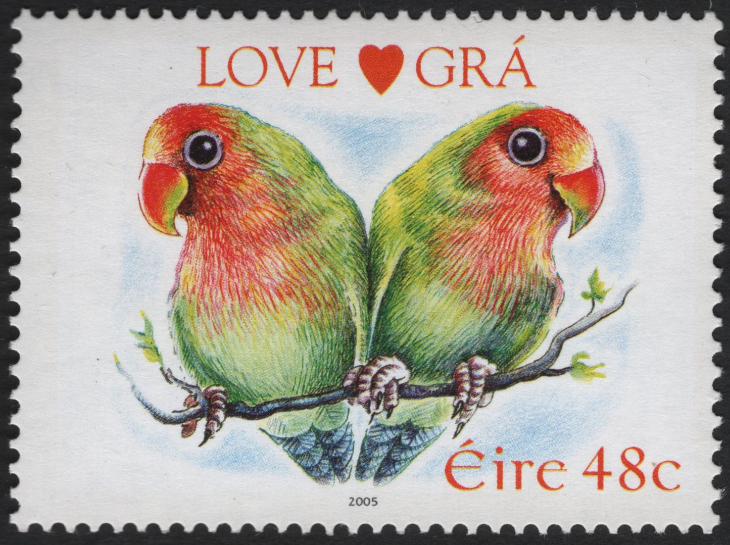 SCG10453 - Ireland 2005 “Love / Grá” – Lovebirds 48c Stamp