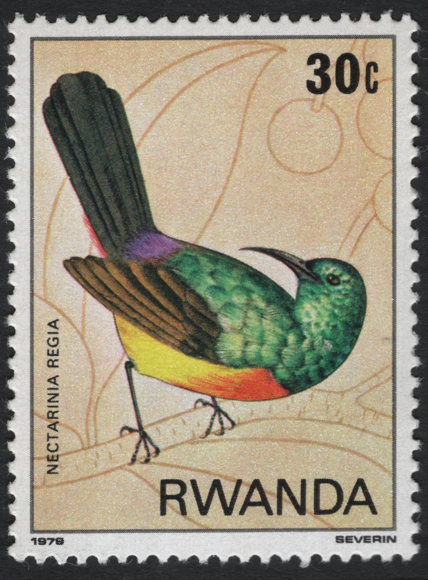 SCG10459 - Rwanda 1979 – Nectarinia Regia (Regal Sunbird) 30c – Colorful Bird Definitive