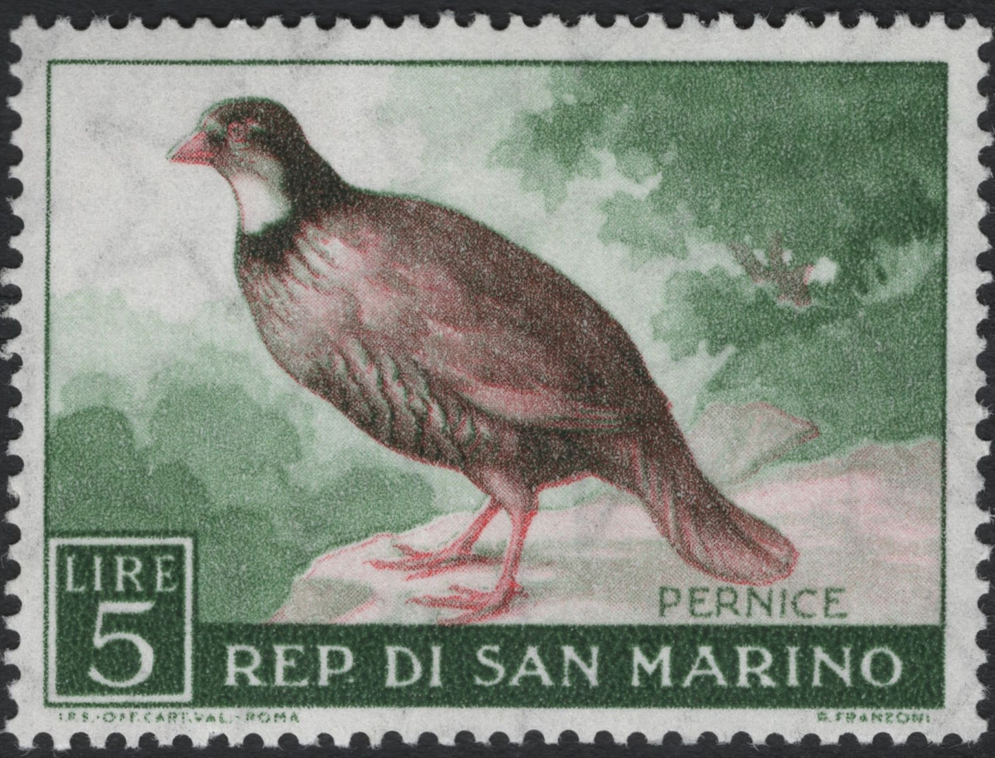 SCG10476 - San Marino 5 Lire “Pernice” Partridge – Wildlife Definitive Issue